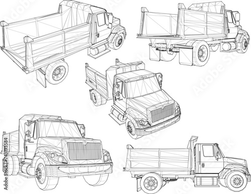 Vector sketch illustration of truck vehicle design for transporting construction materials