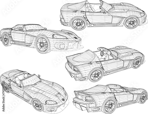 Vector sketch illustration of turbo racing sports car design with futuristic design
