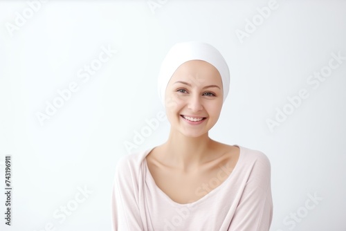 Wallpaper Mural Young woman in a headscarf with a bright smile, exuding positivity post-chemotherapy. Cheerful Woman with Headscarf Smiling After Chemotherapy Torontodigital.ca
