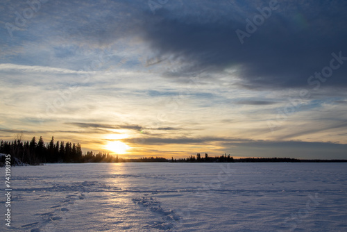 Sunset over Frozen Lake photo