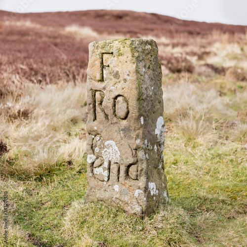 Farndale Roadmen's Stone c 1720 - Blakey Ridge North York Moors UK photo