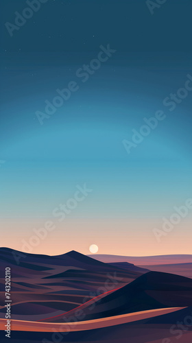 A serene desert landscape at dusk Calmness atmospheric photo footage for TikTok, Instagram, Reels, Shorts
