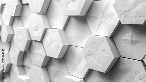 abstract background with 3d hexagons in white color