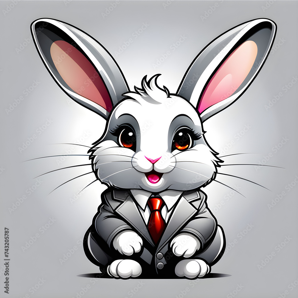 Fototapeta premium Captivating Charm: Exploring the Multifaceted Expressions and Gestures of Adorable Angora Rabbits.(Generative AI)