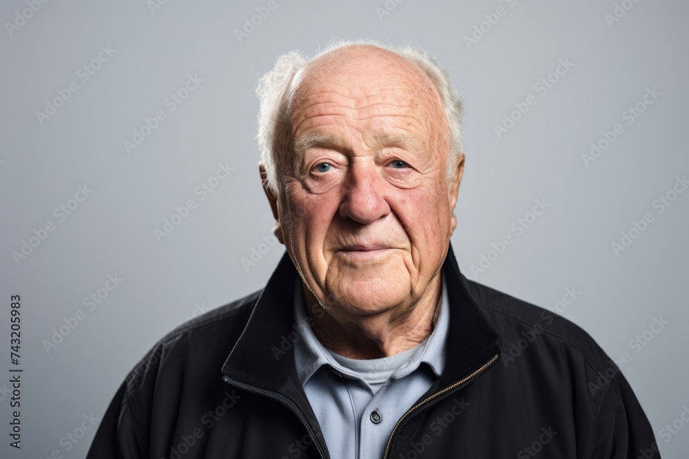 Portrait of a senior man. Studio shot over grey background. Portrait of a senior man. Studio shot over grey background.