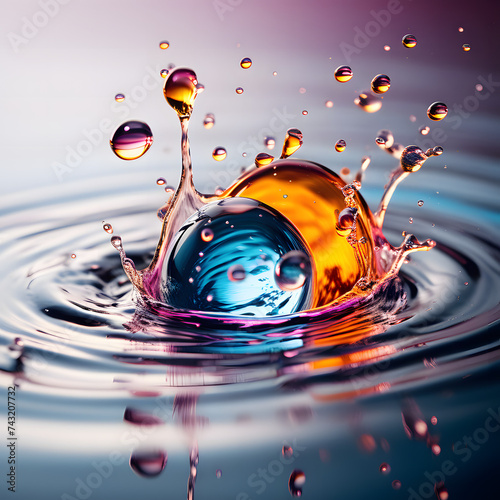 Splash photography, liquid, fast capture, splashes, droplets, vibrant hues
