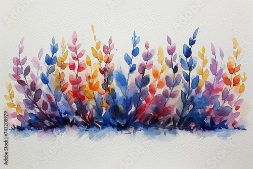 dessin aquarelle de feuilles de plantes multicolores
