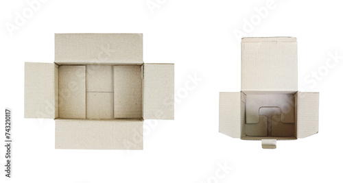 open cardboard box on a white background