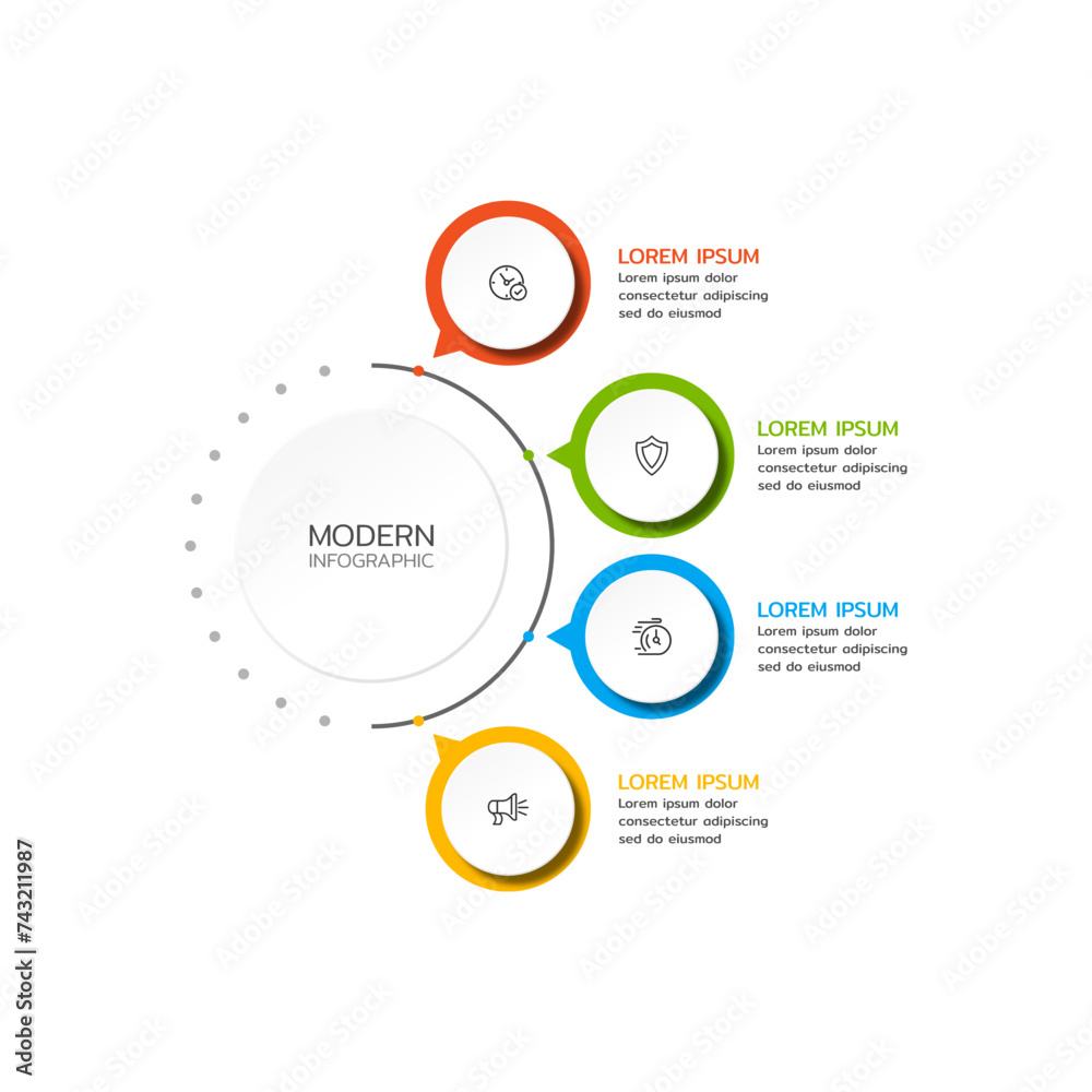 Abstract infographics 4 options template. Vector illustration. Can be used for workflow layout, diagram, business step options, banner, web design. Business data visualization. Process chart. Abstract infographics 4 options template. Vector illustration. Can be used for workflow layout, diagram, business step options, banner, web design. Business data visualization. Process chart.