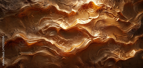 Sunlit clay wall, warm swirls in earthy hues.