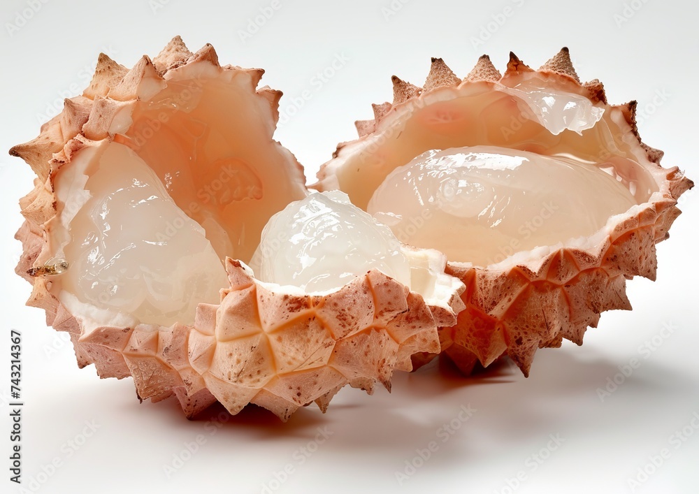 Lychee fruit on a white background. Close-up. Lychee fruit on a white background. Close-up.