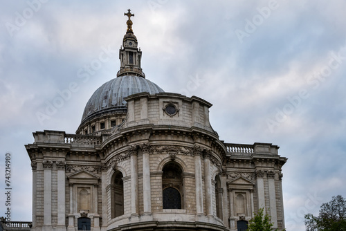 St Paul's cathedral dome on a cloudy day, London, England