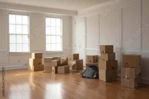 Moving boxes in a empty living room