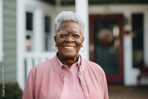 Portrait of a smiling elderly woman outdoors