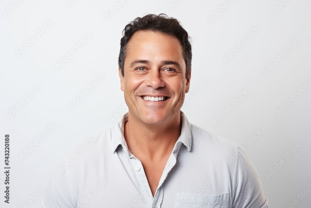 Portrait of a happy middle aged man smiling over white background. Portrait of a happy middle aged man smiling over white background.
