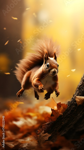squirrel running around in the wild, motion blurred background, wild squirrel, animal