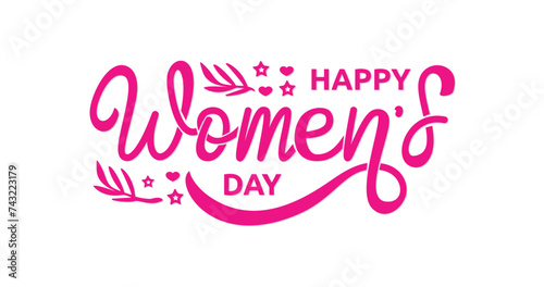 Happy Women's Day handwritten lettering. Great for postcards, posters, and banner design elements. Happy Women's Day script calligraphy. Ready for holiday lettering design.