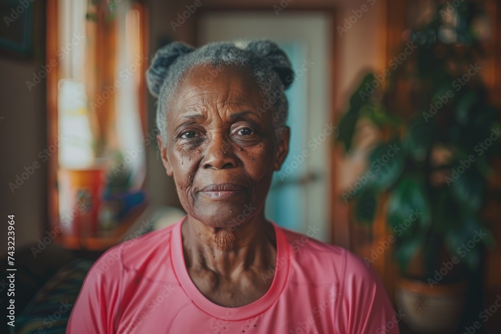 Portrait of an elderly African American woman at home