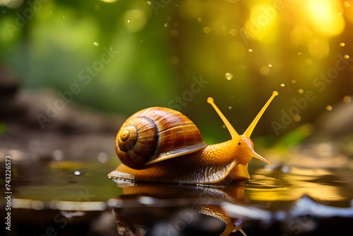 Snail, photo of a snail on the ground, animal, small snail