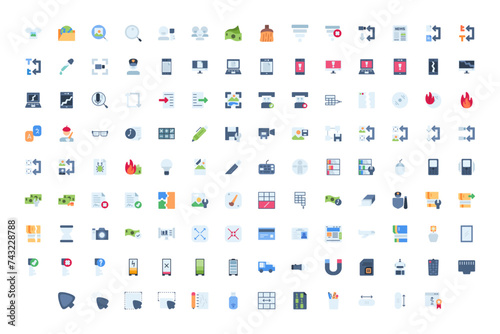 user interface, home screen, basic ui and essential ui vector icon set design flat style. perfect use for presentation, website, and more. modern icon set design color style