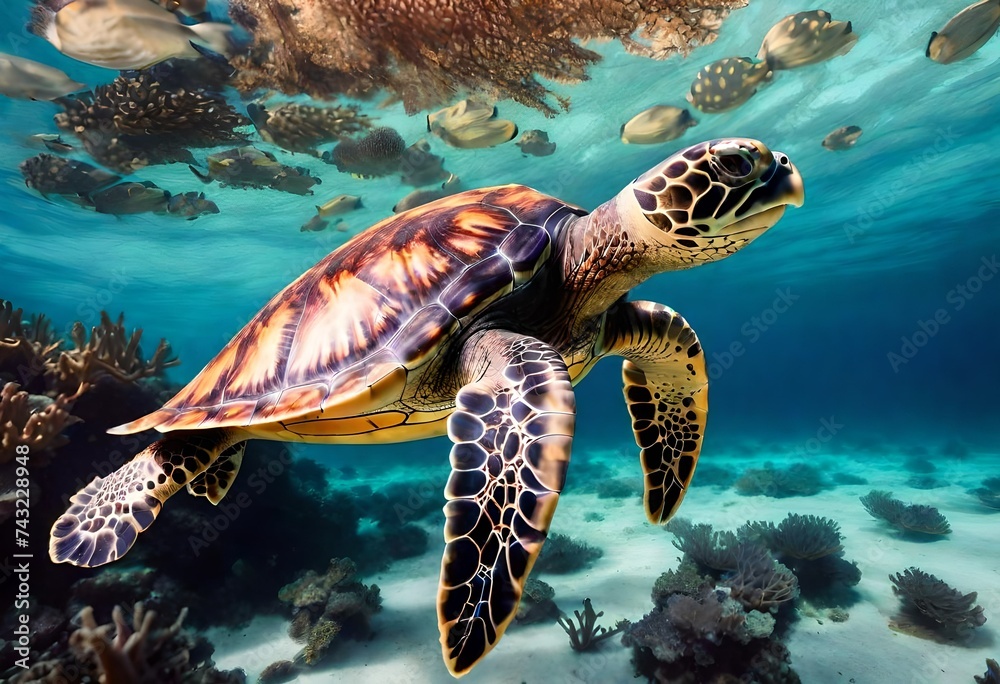 Fototapeta premium sea turtle swimming