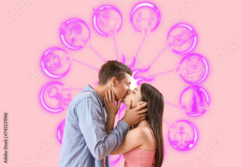 Happy young couple kissing ...