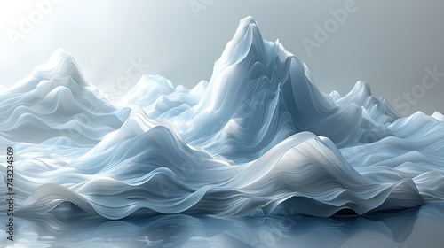 Wallpaper Mural 3D image, mountain surrounded by clouds, rendered in a physically rendered style, translucent material, flowing lines, abstract and conceptual sketch showing the style of mountains and clouds, immersi Torontodigital.ca