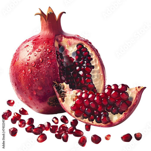 photorealistic picture of a pomegranate on isolated