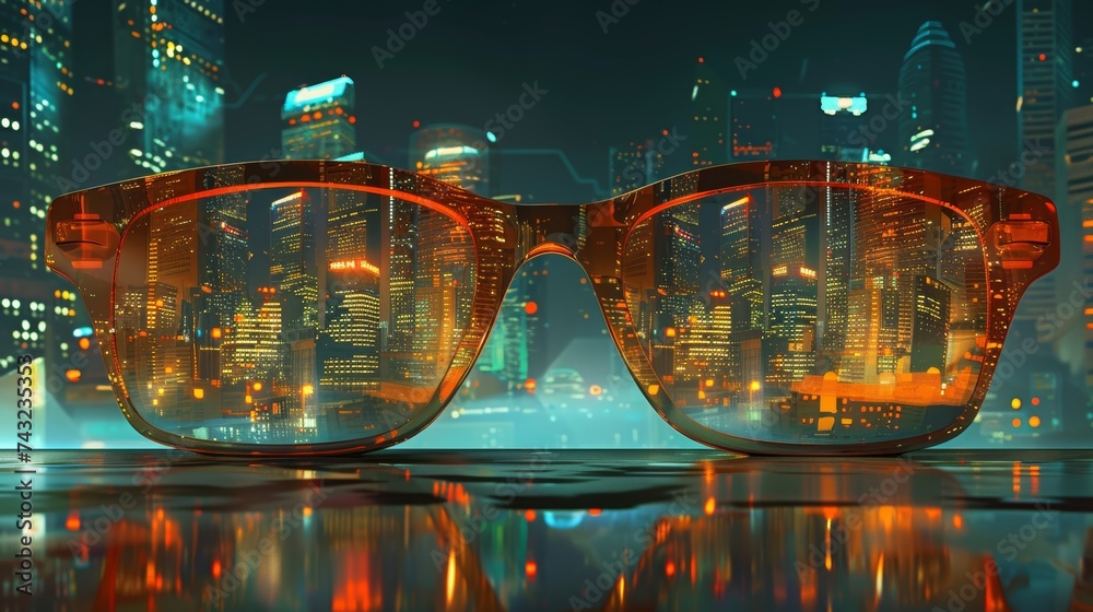 Urban Reflection Glasses Closeup Urban Reflection Glasses Closeup