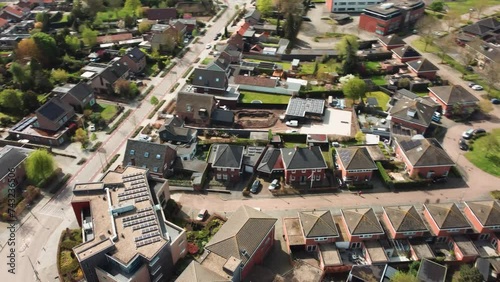 Aerial View of Netherlands Town Kaatsheuvel, Streets and Buildings