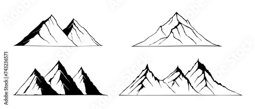 Mountains vector set isolated on white background