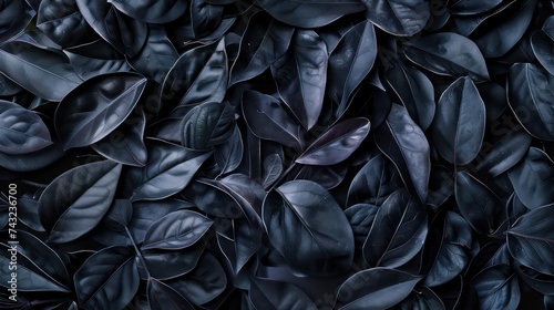 Dark black tropical leaf group background. Nature panoramic background concept  black and white photo.