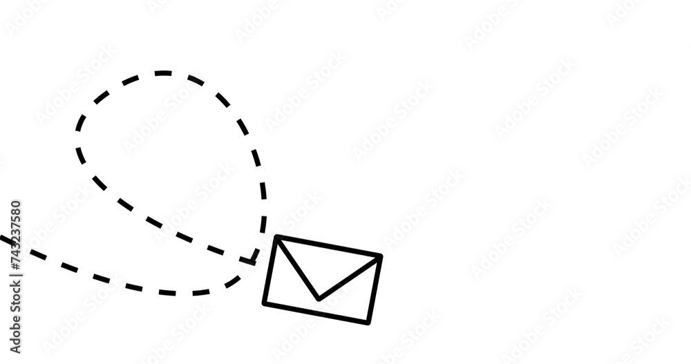 Animation with flying envelope or letter. Post delivery concept. Send Email icon animation on white background. Sending and Receive Message Concept..