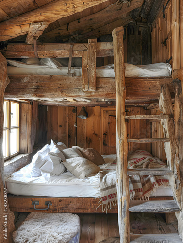 Rustic Log Cabin Bunk Bed
 photo