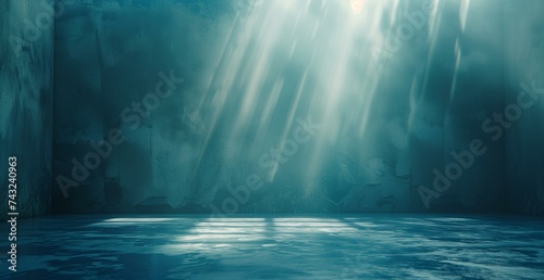 Majestic Underwater Room with Sunlight Streaming Through Water Surface