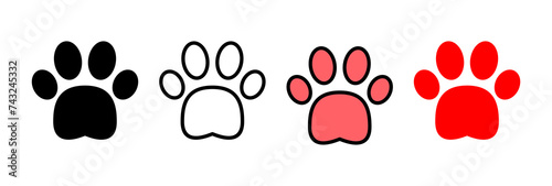 Paw icon vector illustration. paw print sign and symbol. dog or cat paw