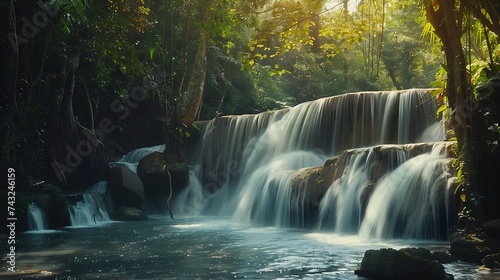 Klongchao waterfall in Koh kood island Thailand   Generative AI