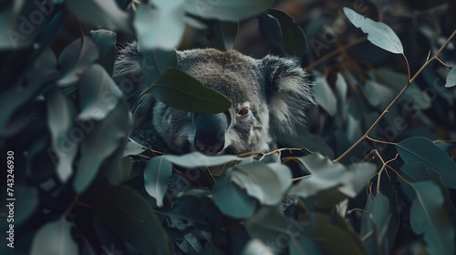 koala eating eucalyptus leaves : Generative AI photo