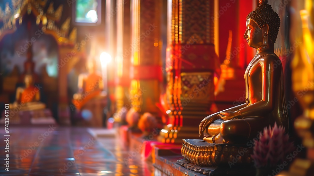 Thai temple of buddhismWat Phra That Hariphunchai in lamphun Thailand : Generative AI
