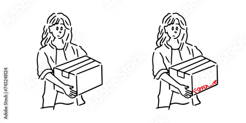 荷物を運ぶ女性のベクターイラスト