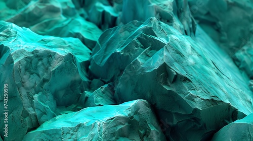 Green blue abstract grunge background Toned rock texture Texture of the mountains closeup The combination of teal color and rough rocky shape Volumetric stone background 3D effect : Generative AI