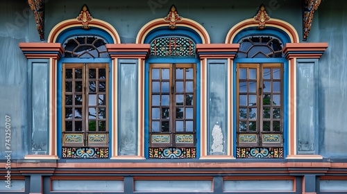Beautiful window at Mrigadayavan Palace Marukhathaiyawan in ChaAm Thailand : Generative AI