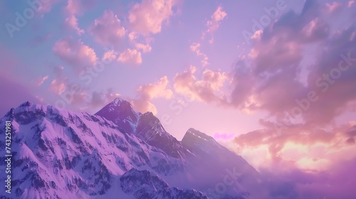 The Mountain twilight sky power full color : Generative AI