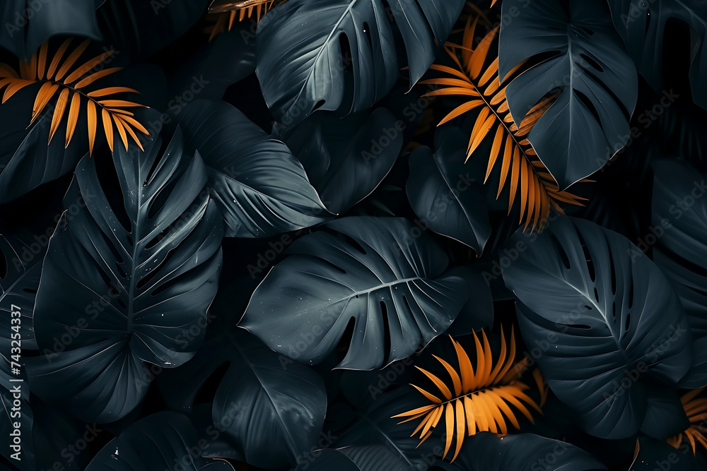 A black and gold exotic jungle theme background