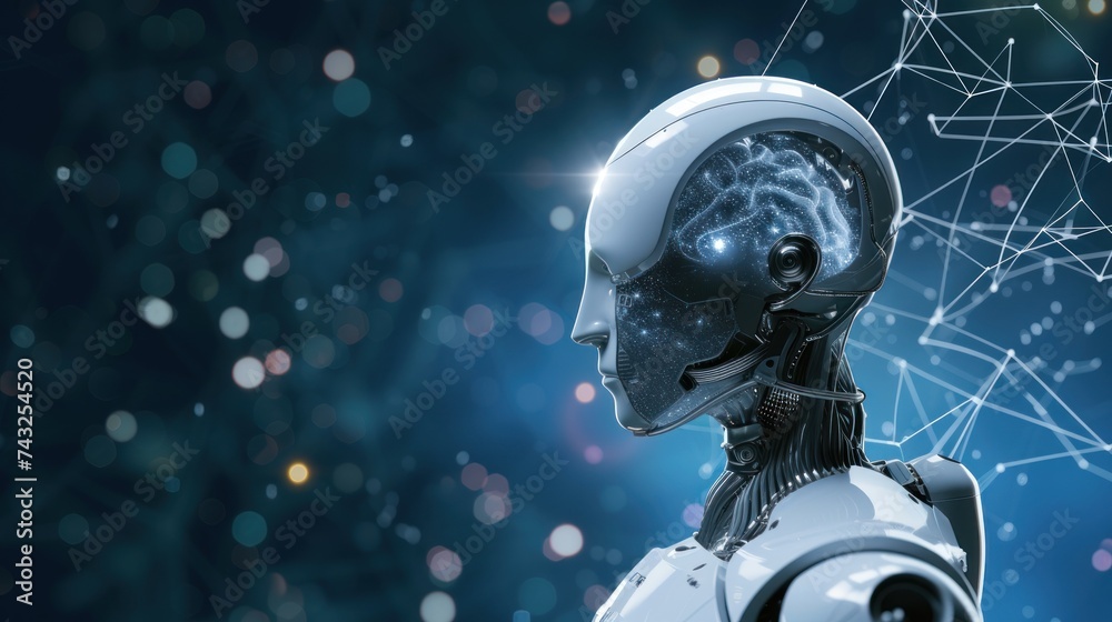 white robot. data network connection background. white robot. data network connection background.