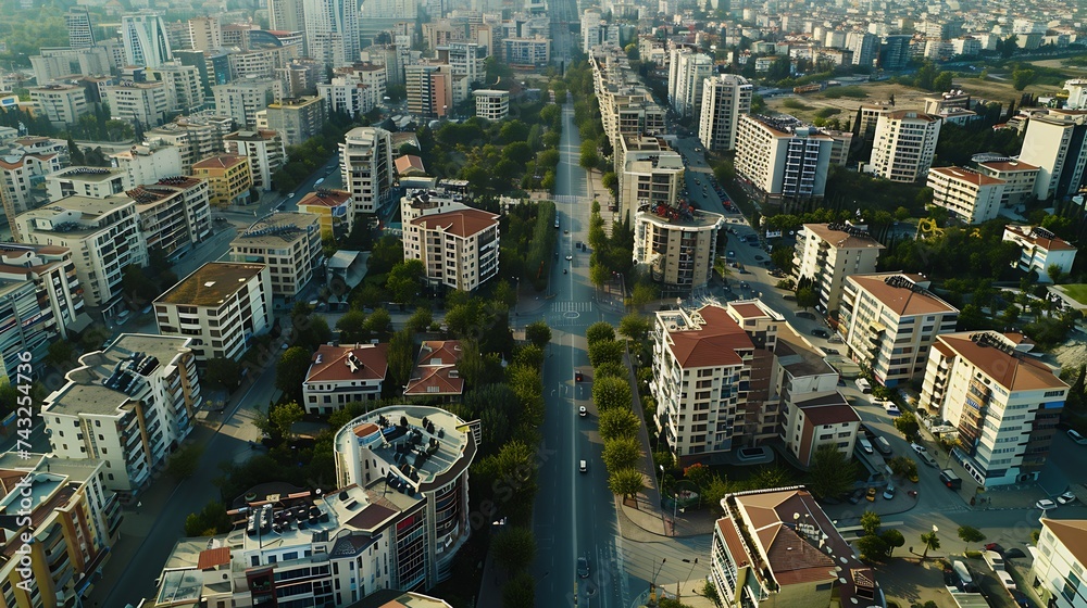 Aerial view of city grid in Antalya Turkey : Generative AI