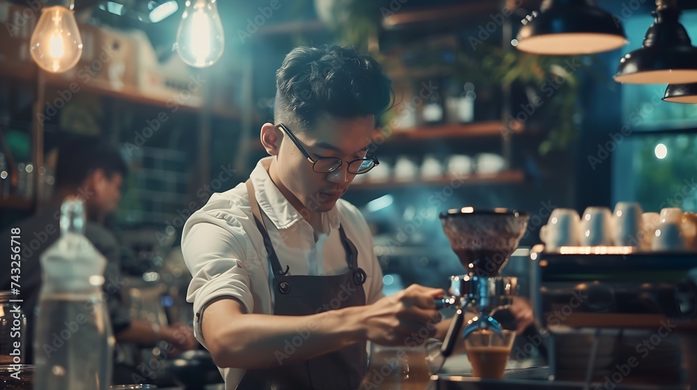 Barista Prepare Coffee Working Order Concept : Generative AI
