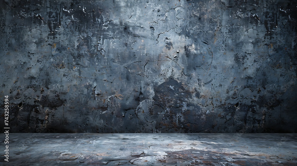 Dark grunge background Black blue abstract rough background with space for design Toned concrete wall texture : Generative AI - obrazy, fototapety, plakaty 