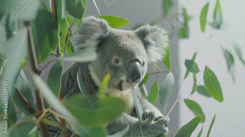 koala eating eucalyptus leaves : Generative AI photo