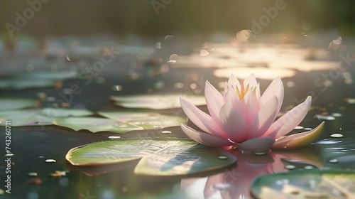 Beautiful water lilly flower on pond   Generative AI